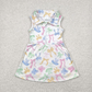 RTS NO MOQ Summer Sibling Baby Girls Colorful Bows Yoga Active Wear Skort Knee Length Dresses