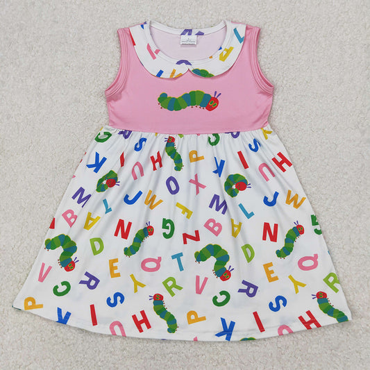 RTS NO MOQ Summer Baby Girls Dresses Pink Sleeveless Knee Length Dresses