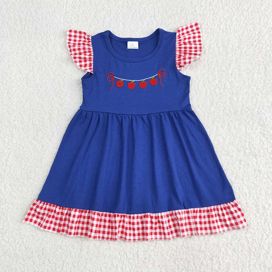 6.10 RTS NO MOQ Summer Baby Girls Dresses GSD2153 Embroidery Apple Back To School Dresses