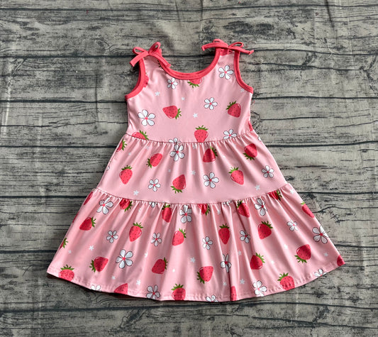 4.21 GSD2159 Baby Girls Strawberry Sleeveless Bows Knee Length Dresses pre order