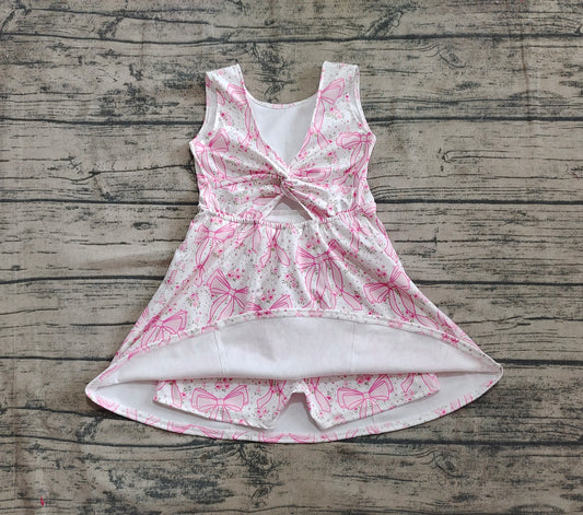 4.18 GSD2199 Baby Girls Pink Bows Yoga Skort Knee Length Dresses Pre order