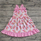 4.8 GSD2213 Baby Girls Pink Strap Bows Strawberry Floral Knee Length Dresses Pre order