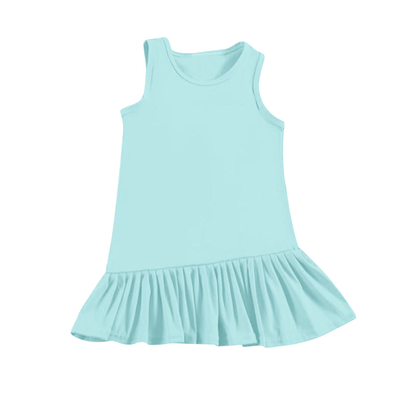 4.15 GSD2248 Baby Girls Blue Sleeveless Yoga Ruffle Knee Length Dresses Pre order