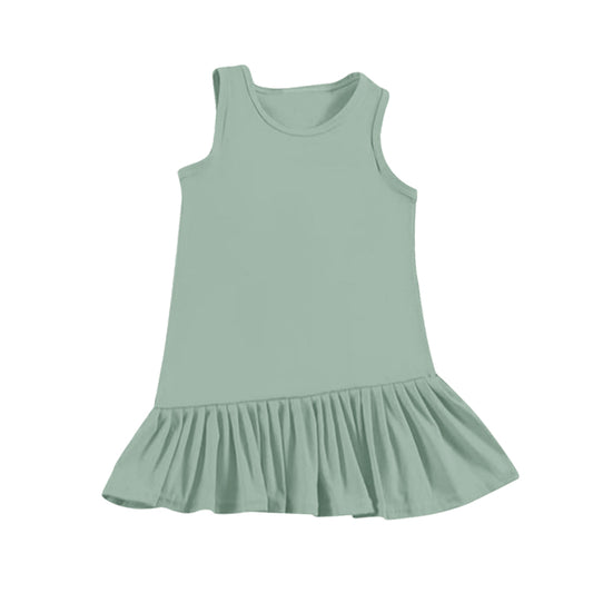 4.15 GSD2249 Baby Girls Green Sleeveless Yoga Ruffle Knee Length Dresses Pre order