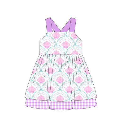 4.14 GSD2267 Baby Girls Purple Strap Bows Shell Knee Length Dress Pre order