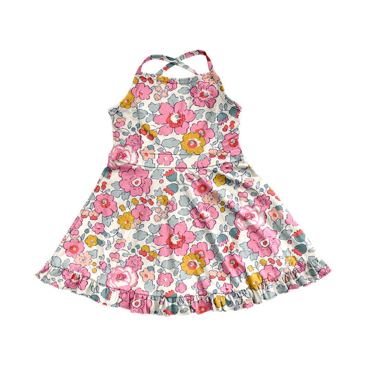 4.9 GSD2278 Straps pink floral ruffle kids girls athletic dresses pre order