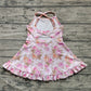 3.29 GSD2280 Baby Girls Peach Strap Floral Yoga Ruffle Knee Length Dresses