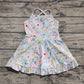 4.19 GSD2281 Baby Girls Aqua Strap Floral Yoga Ruffle Knee Length Dresses Pre order