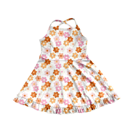 4.9 GSD2282 Baby Girls Strap Colorful Daisy Yoga Ruffle Knee Length Dresses Pre order