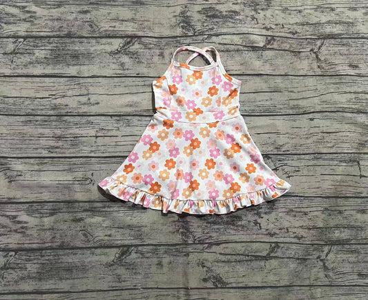 3.29 GSD2282 Flower Baby Girls Strap Yoga Ruffle Knee Length Dresses