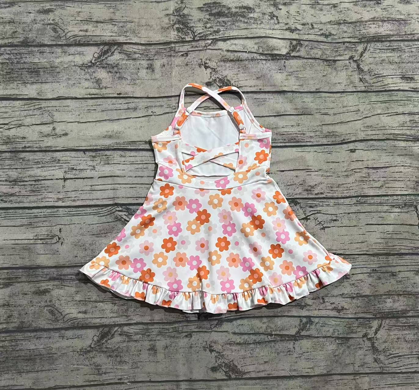 3.29 GSD2282 Flower Baby Girls Strap Yoga Ruffle Knee Length Dresses