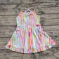 4.19 GSD2288 Baby Girls Strap Colorful Bows Stripe Yoga Ruffle Knee Length Dresses Pre order
