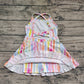 4.19 GSD2288 Baby Girls Strap Colorful Bows Stripe Yoga Ruffle Knee Length Dresses Pre order