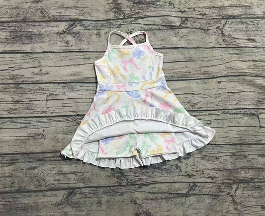 3.29 GSD2289 Bows Baby Girls Strap Yoga Ruffle Knee Length Dresses