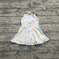 3.29 GSD2289 Bows Baby Girls Strap Yoga Ruffle Knee Length Dresses