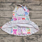 4.19 GSD2291 Baby Girls Strap Colorful Bows Yoga Ruffle Knee Length Dresses Pre order
