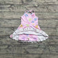 3.29 GSD2294 Pink Bows Baby Girls Strap Yoga Ruffle Knee Length Dresses