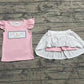 3.29 GSD2298 Baby Girls Green Pink Flutter Sleeves Bows Floral Top Skort Set Pre order