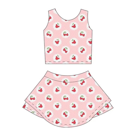 4.3GSD2330  Baby Girls Sleeveless Pink Cartoon Mouse Top Skort Yoga Set Pre order
