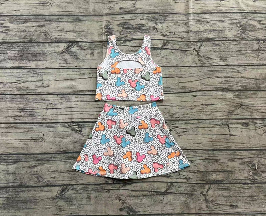 4.2 GSD2331 Baby Girls Sleeveless Cartoon Mouse Balloons Top Skort Yoga Set Pre order