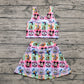 3.29 GSD2333 Baby Girls Sleeveless Cartoon Mouse Ducks Plaid Top Skort Yoga Set