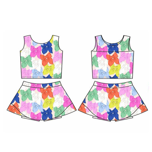 4.3 GSD2338 Sleeveless colorful bow top skirt kids girls active wear pre order