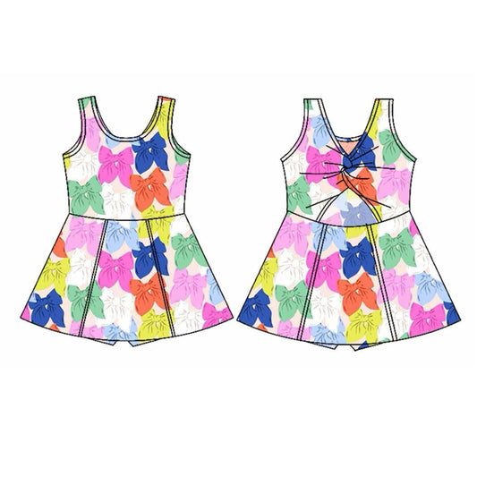 4.3 GSD2339 Sleeveless colorful bows kids girls athletic dresses