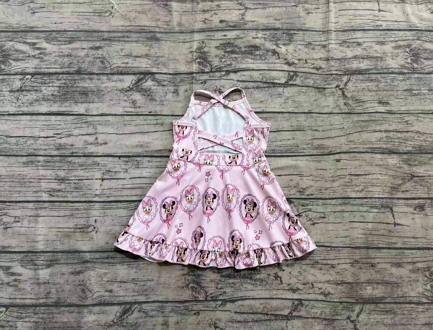 4.2 GSD2343 Pink duck mouse ruffle kids girls athletic dresses