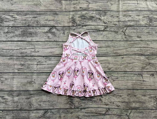 4.2 GSD2343 Pink duck mouse ruffle kids girls athletic dresses
