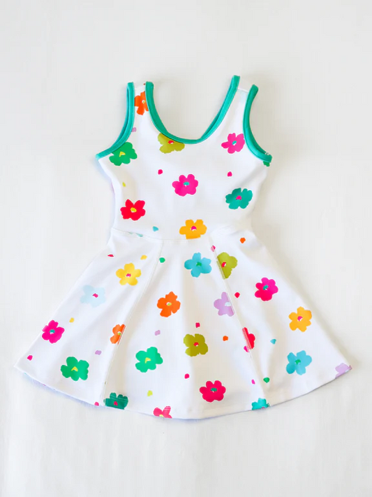 4.3 GSD2346 Baby Girls Sleeveless Colorful Flowers Yoga Knee Length Dresses Pre order