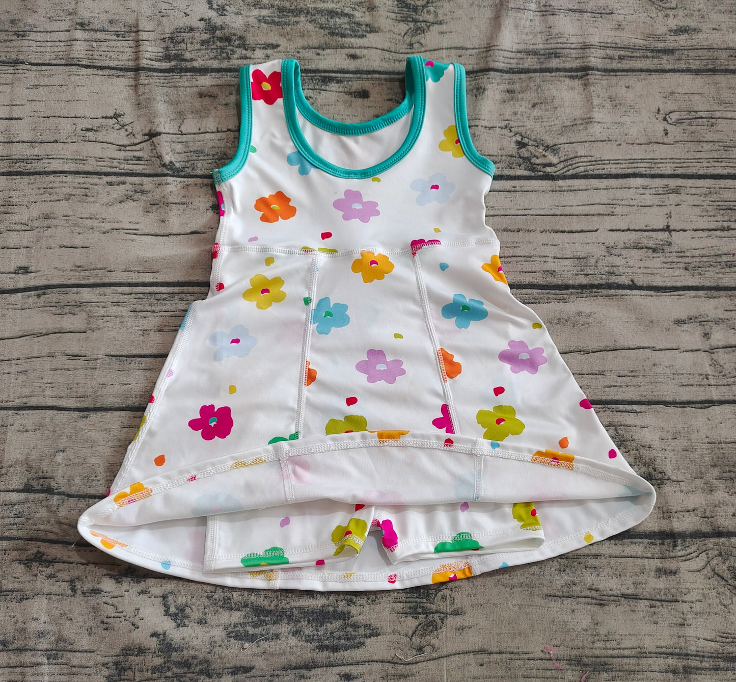 4.30 GSD2346 Baby Girls Sleeveless Colorful Flowers Yoga Knee Length Dresses Preorder