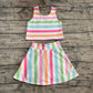 4.18 GSD2348 Baby Girls Sleeveless Colorful Stripes Top Skort Yoga Set Pre order