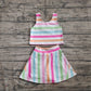 4.18 GSD2348 Baby Girls Sleeveless Colorful Stripes Top Skort Yoga Set Pre order