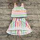 4.18 GSD2348 Baby Girls Sleeveless Colorful Stripes Top Skort Yoga Set Pre order