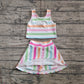4.18 GSD2348 Baby Girls Sleeveless Colorful Stripes Top Skort Yoga Set Pre order