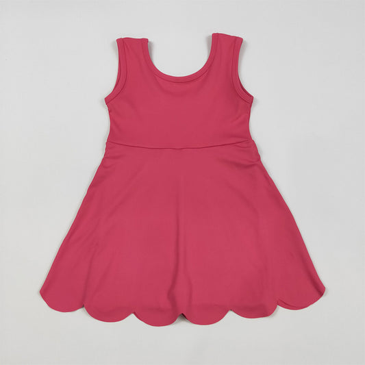 6.2  RTS NO MOQ Summer Baby Girls Dresses GSD2352 Dark Pink Sleeveless Yoga Active Knee Length Dresses