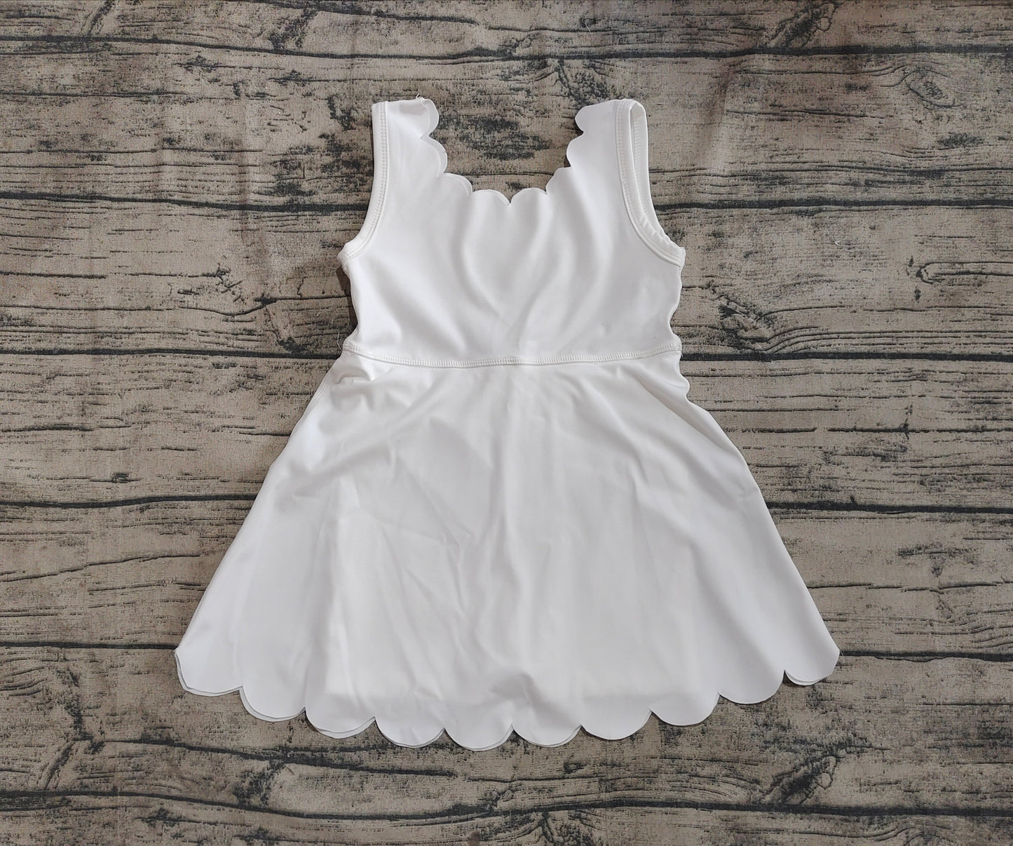 4.30 GSD2370 Baby Girls White Sleeveless Yoga Knee Length Dresses Preorder
