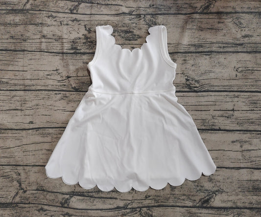 4.30 GSD2370 Baby Girls White Sleeveless Yoga Knee Length Dresses Preorder