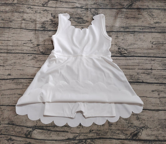 4.30 GSD2370 Baby Girls White Sleeveless Yoga Knee Length Dresses Preorder