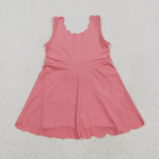 5.19 RTS NO MOQ Summer Baby Girls Dresses GSD2371 Pink Sleeveless Yoga Knee Length Dresses