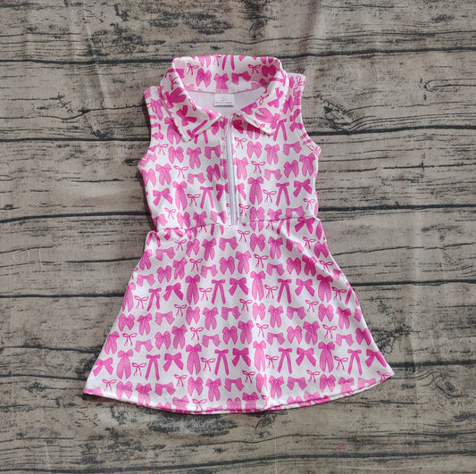 4.30 GSD2379 Baby Girls Sleeveless Pink Bows Zipper Yoga Active Knee Length Dresses Preorder