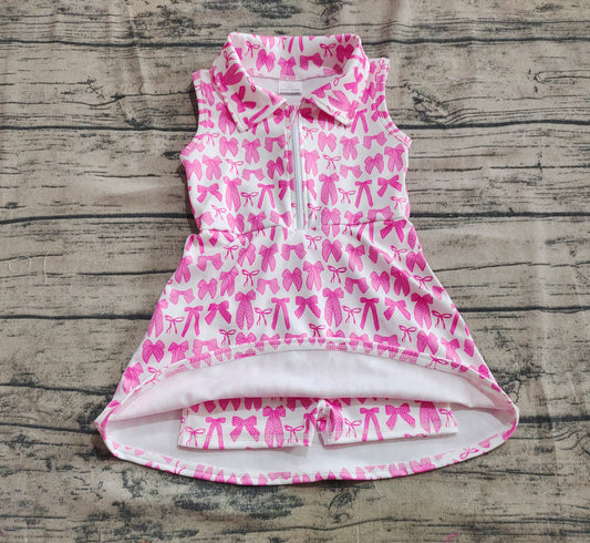 4.30 GSD2379 Baby Girls Sleeveless Pink Bows Zipper Yoga Active Knee Length Dresses Preorder