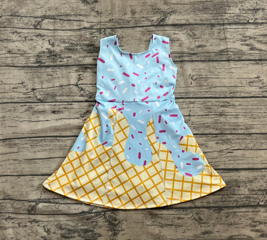 4.18 GSD2380 Baby Girls Blue Ice-cream Drip Yoga Skort Knee Length Dresses Pre order