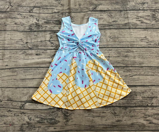 4.18 GSD2380 Baby Girls Blue Ice-cream Drip Yoga Skort Knee Length Dresses Pre order