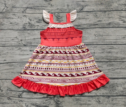 4.2 GSD2394 Flutter sleeves aztec ruffle princess girls summer dress