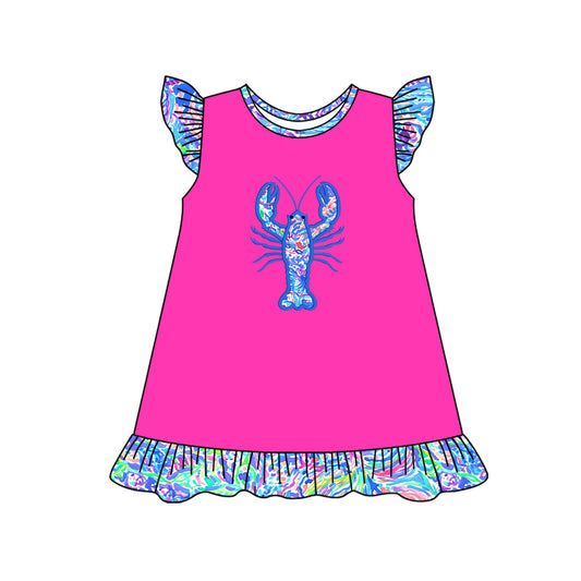3.28 GSD2398 Dark Pink Baby Girls Short Sleeves Knee Length Dress Pre order