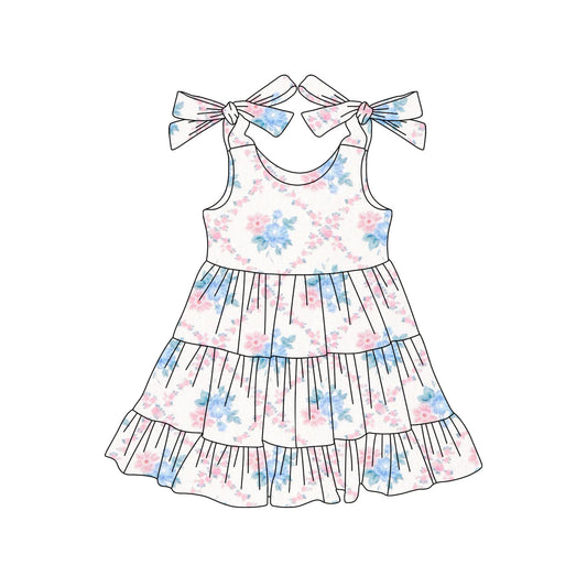 3.28 GSD2401 Floral Baby Girls Short Sleeves Knee Length Dress Pre order