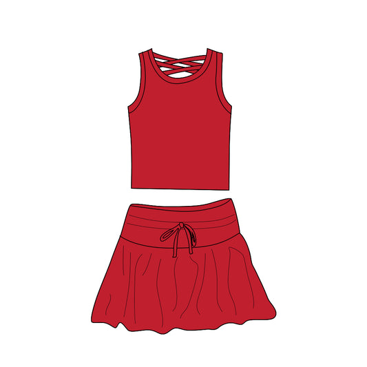 3.28 GSD2404 Baby Girls Sleeveless Red Top Skort Yoga Set Pre order