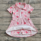 4.30 GSD2407 Baby Girls Short Sleeves Bows Strawberry Zipper Knee Length Dresses Preorder