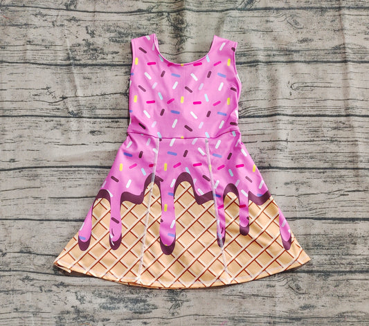 4.30 GSD2413 Baby Girls Hot Pink Ice-cream Drip Yoga Skort Knee Length Dresses Preorder